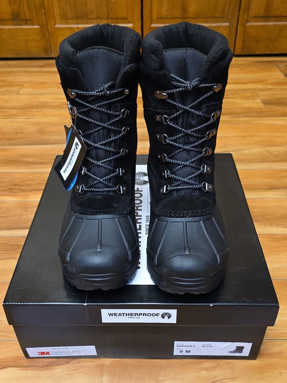 NEW Weatherproof Badger II Waterproof Winter Snow Boots Men's Black Size 9M